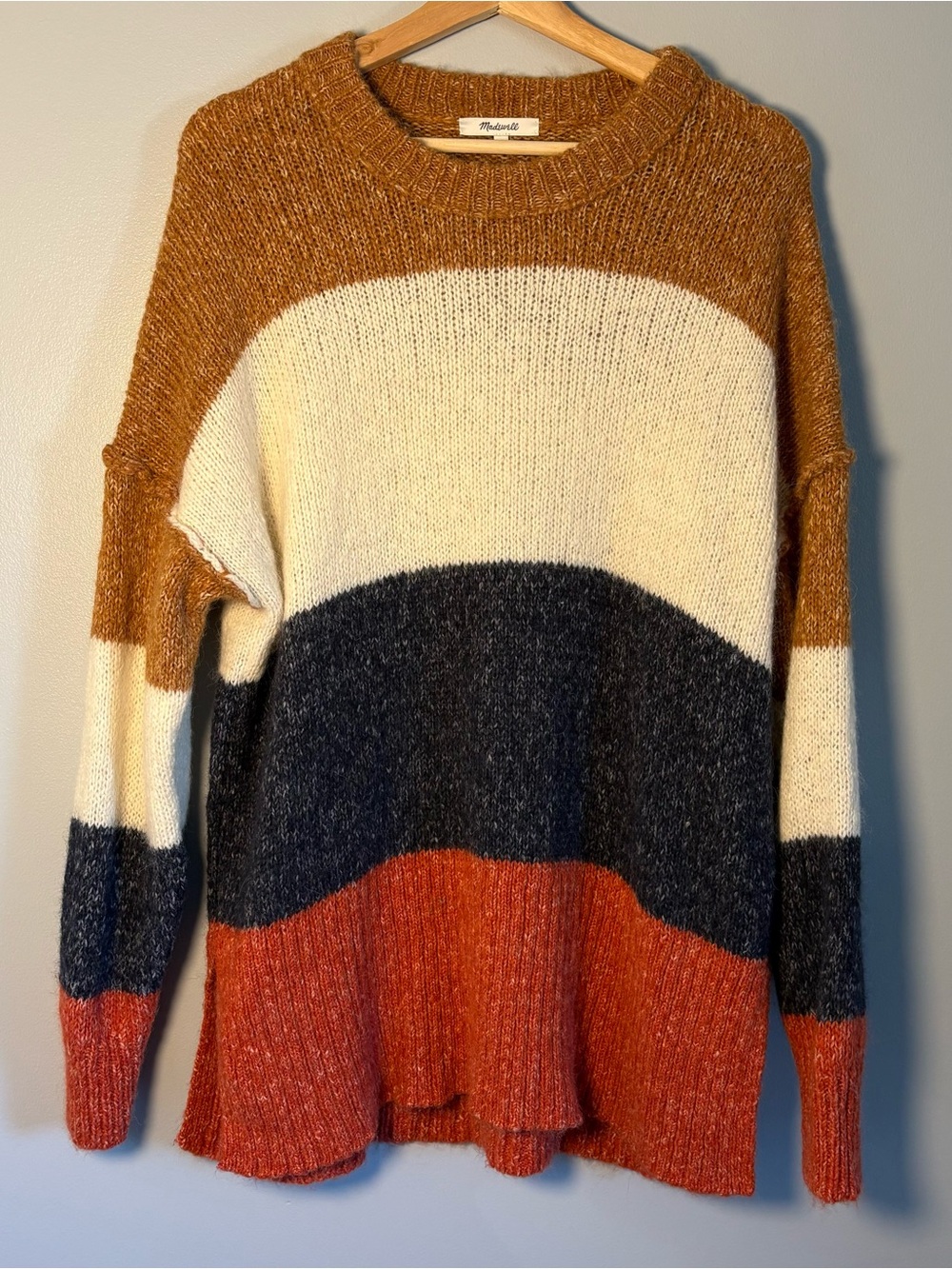 Madewell Striped Baxter Sweater Tunic  Marled Umber size small